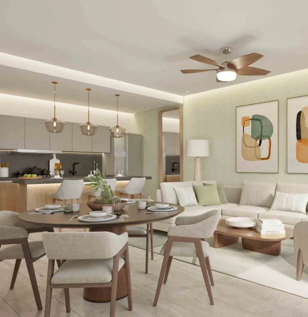 Sala y comedor · Arbolada Residential Suites