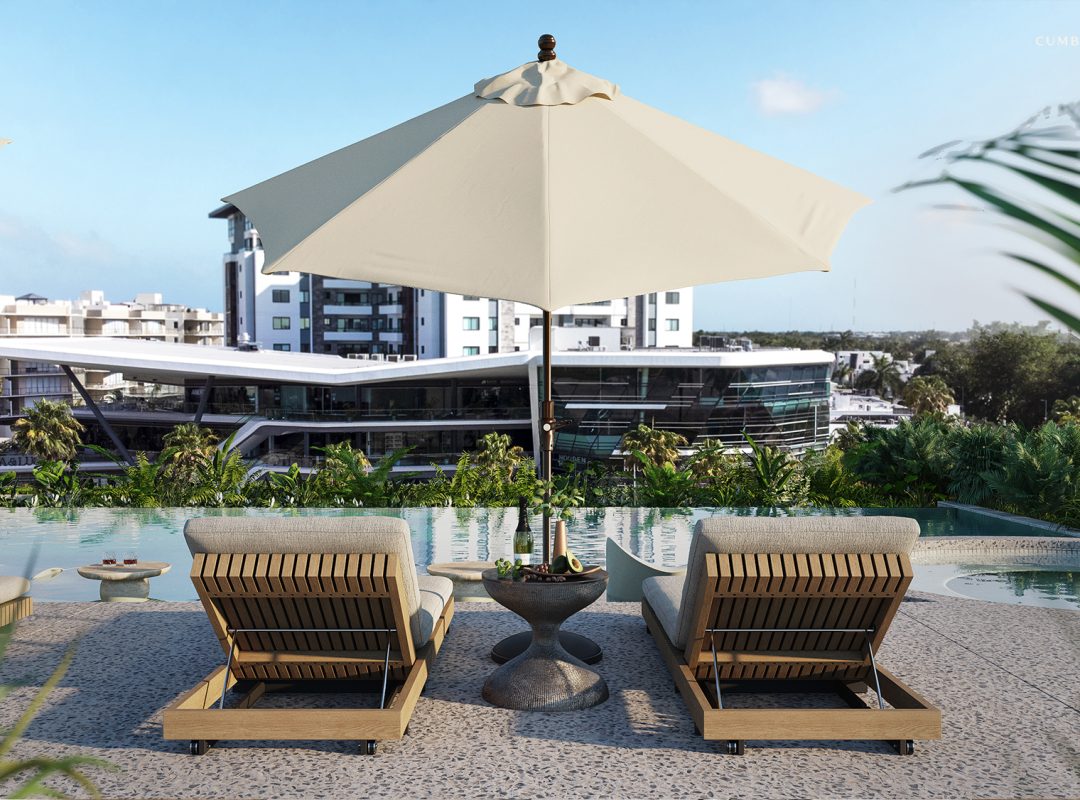 Alberca residencial Cuore Cumbres Cancun